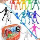 UpBrands Halloween Party Favors - 48 Stretchy Skeleton Toys  Non-Candy Goodie Bag Stuffers, Scary Mini Skeleton for Kids Ages 3+, Trick-or-Treat Supplies