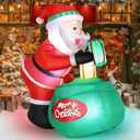 Christmas Inflatables Decorations Outdoor, 6FT Inflatable Xmax Santa Claus with Big Gift, Blow Up Santa with Built-in LED Lights Yard Decor for Holiday Winter Garden Lawn Party
