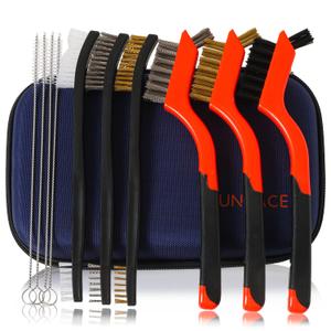 Small Wire Brush - 8 Pieces Brass/Stainless Steel/Nylon Brushes for Cleaning Rust Removal, Dirt, Paint Scrubbing Wire Brush Set Double-Ended Cleaning Pick (Red)