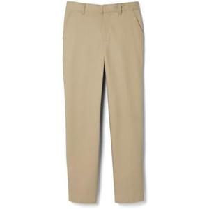 French Toast Boys' Relaxed Fit Twill Pant with Adjustable Waist in Standard Slim and Husky 12, Khaki 