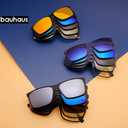 Bauhaus Magnetic Clip on Sunglasses for Men & Women Polarized UV Protection Retro Square Eyeglasses Fit Over Night Driving