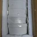 Delling Ramekins 12 Oz Oven Safe, Creme Brulee Set, 6 PACK Porcelain Souffle Dish for Baking, Soup Bowls for French Onion Soup White