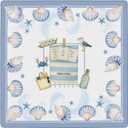 Blue and White Coastal Beach Mahjong Mat 31.5x31.5 Inch, Summer Ocean Seashell Seagull Non-Slip Noise Reduction Mahjong Table Mat for American Mah Jong Poker Card Board Games Dominoes