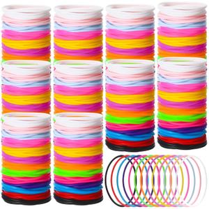 Nuenen 2000 Pcs Colorful Silicone Jelly Bracelets Bulk 80's Silicone Bracelets Neon Jelly Bracelets Wristband Rainbow Hair Ties Gift for Disco Rock Pop Star Party Favors