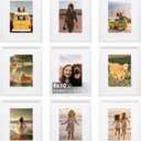 KINLINK 8x10 Picture Frame Set of 9, Wooden 10x8 Photo Frames with Plexiglass for 5x7 Pictures with Mat or 8x10 Without Mat, Art Collage for Wall Gallery and Tabletop Display, 8 x 10 Frame White
