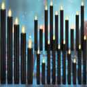 20 Pcs Flameless LED Taper Candles Battery Operated Taper Candles 5 Sizes of 6.5'', 7.7'', 8.8'', 10.0'', 11.2'' Flameless Candlesticks Flickering with 3D Flame for Wedding (Black)