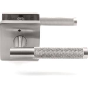 Premium Brushed Nickel Door Handles for 1 3/8" - 2" Compatible Doors - Brushed Nickel Door Handles Interior Non-Locking Design - Easy Installation, Reversible Orientation - Designed by Architects