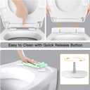 Soft Close Quick Release Toilet Seat Elongated- Heavy Duty Adjustable Stainless Hinges, D/U Shape Toilet Seats Cover for Easy Cleaning & Simple Top Fixing - White Toilet Lid