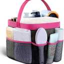 Attmu Mesh Shower Caddy Portable for College Dorm Room Essentials with 8 Pockets, Hanging Shower Caddy Dorm Basket, Quick Dry Shower Bag for Bathroom (Pink)