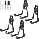 GeeWatom Garage Storage Utility HooksGarage Garden Tool OrganizerSteel Wall Mount Hooks, Garden Small U Hooks (4 Pack-Black)
