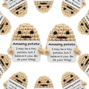 12Pcs Handmade Bulk Gifts for Coworkers Women Positive Crochet Potato Set Decor Teacher Employee Staff Appreciation Inspirational Knitted Gift for Kids Adults (12PCS Potato)