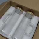 Hsei 2 Sets Glass Pitcher with Lid, 50 oz / 1500 ml Water Carafe with Handles Hot Cold Beverage Water Jar Glass Jug for Tea Juice Milk Coffee Iced Beverage (Glass Lid)