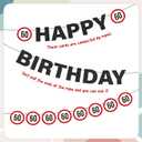 60th Birthday Decorations Women Men - 15 Pcs Caution Logos Banners Garland Hanging Swirls Funny Centerpieces Table Decor For Her Him Cheers To 60 Years Party Supplies (Black Red)