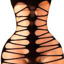 FHSEER-Body Stocking Women Black Lace One Piece Bodysuit Bodystocking Fishnet Lingerie Leopard Sleeve Mesh Body Suits