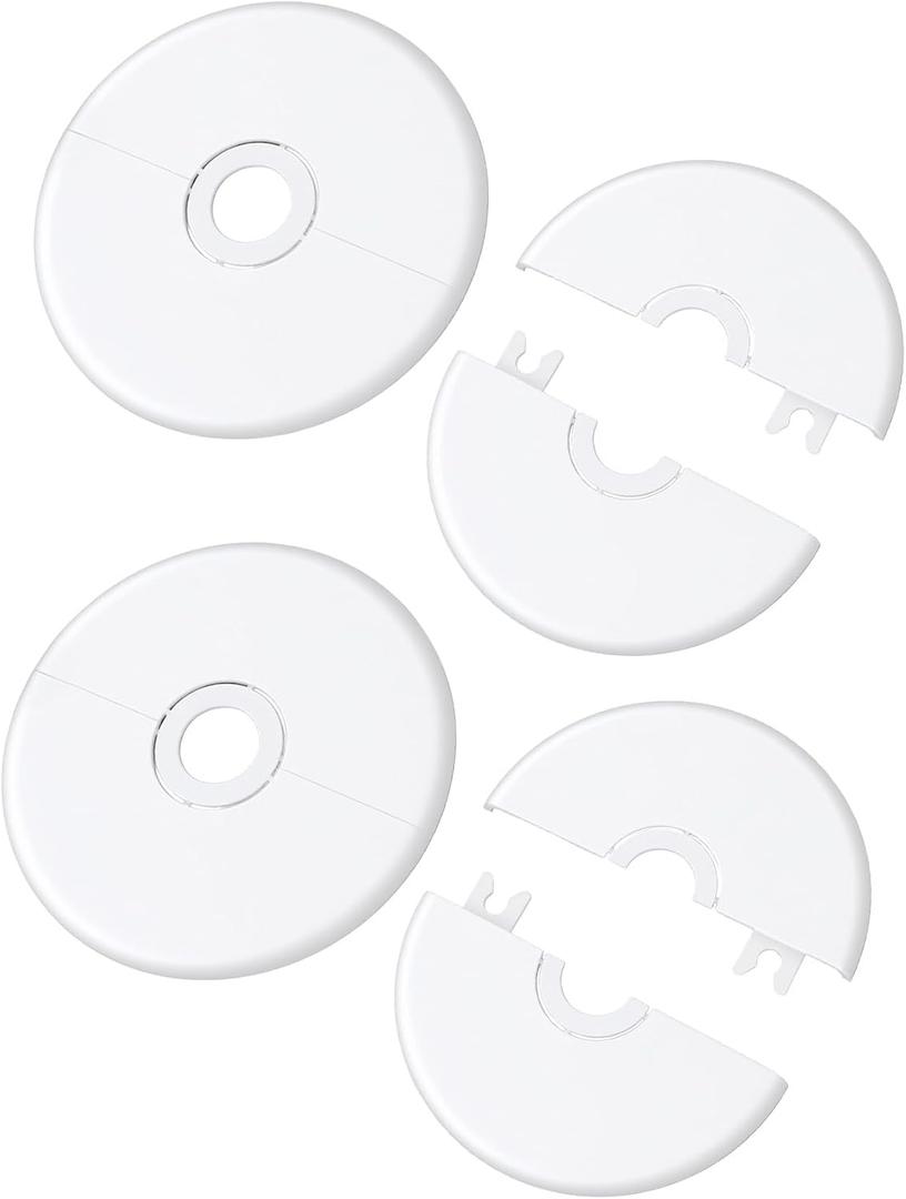 Plumbing Cover Plates, 4 Pcs Split Flange, 29 mm Toilet Pipe Cover with Self-adhesive for Faucet Bathroom Kitchen Toilet (White)