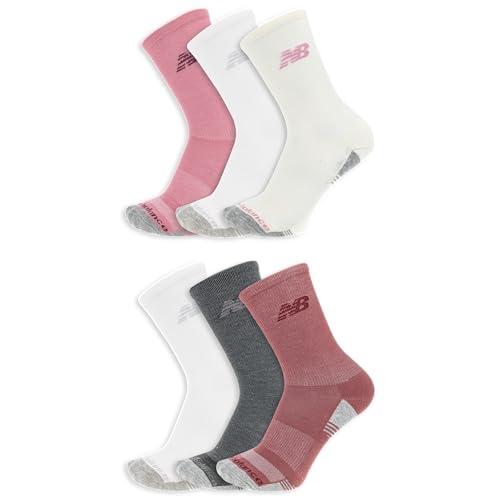 New Balance Men's and Women's Performance Cushioned Crew Socks - 6 Pairs - Moisture Wicking, Assorted 1, Medium