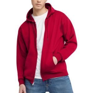 Hanes mens Zip-up Hoodie, Ecosmart Fleece Full-zip Hoodie for Men, Hooded Sweatshirt (Small, Deep Red)