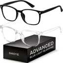 Gaoye Eyewear Frames for Men - Blue Light Blocking Square Glasses, Anti UV Ray Computer Gaming, Blue Blockers for Women (Black & Transparent)