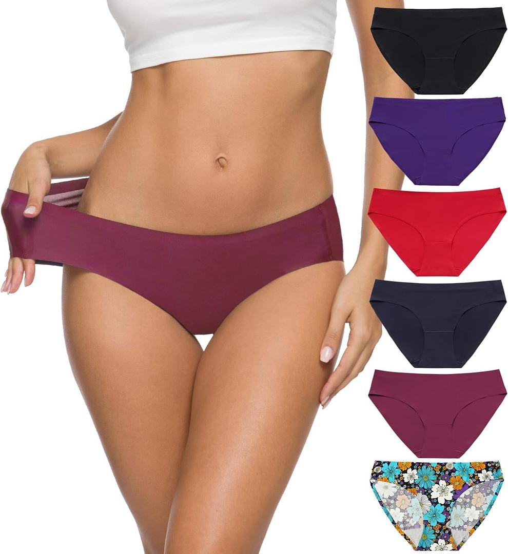 ALTHEANRAY Women’s Seamless Hipster Underwear No Show Panties Soft Stretch Bikini Underwears Multi-Pack (XL)