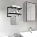 Towel Rack for Bathroom, DEWVIE 23 Inch Tower Holder with Tower Bars, SUS 304 Stainless Steel Lavatory Bath Towel Shelf Towel Hanger Wall Mount, 3-Tier (Matte Black)