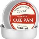 CURTA 7 Inch Round Cake Pan, 7x3 inch 2 Set Anodized Aluminum Round Baking Pan, Small Cake Pan Non-Toxic & Heavy Duty, Deep Side, Easy Clean & Dishwasher Safe