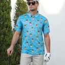 uideazone Golf Shirts for Men Dry Fit Polo Shirt Short Sleeve Moisture Wicking Golf Polos Performance Golf Tennis Shirt (Large, Funny Hot Dog)