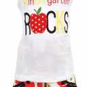 Unique Baby Girls Kindergarten Rocks Back to School Outfit (7/XXL) (White)