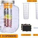 Eleganttime 1 Gallon Glass Drink Dispensers for Parties,2 Pack Beverage Dispenser with Fruit Infuser,Laundry Detergent Dispenser Punch Bowls Water Juice dispensers with Easy Flow Spigot for Outdoor