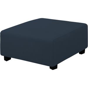 Easy-Going Stretch Square Ottoman Cover 40x40x15 inch Folding Storage Stool Furniture Protector Soft Rectangle slipcover with Elastic Bottom Dark Blue (Medium-XL)