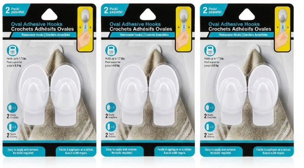 3 x Oval Adhesive Hooks

Crochets Adhésifs Ovales
