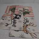 AVOIN colorlife Pink Christmas Snowman Reindeer Gloves Eucalyptus Throw Pillow Covers, 18 x 18 Inch Winter Holiday Stripes Cushion Case Decoration for Sofa Couch Set of 4