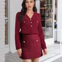 Triratna Long Sleeve Shirts for Women Dressy Button Front Tweed Blouses Business Casual Winter Tunic Tops Office Work (M)