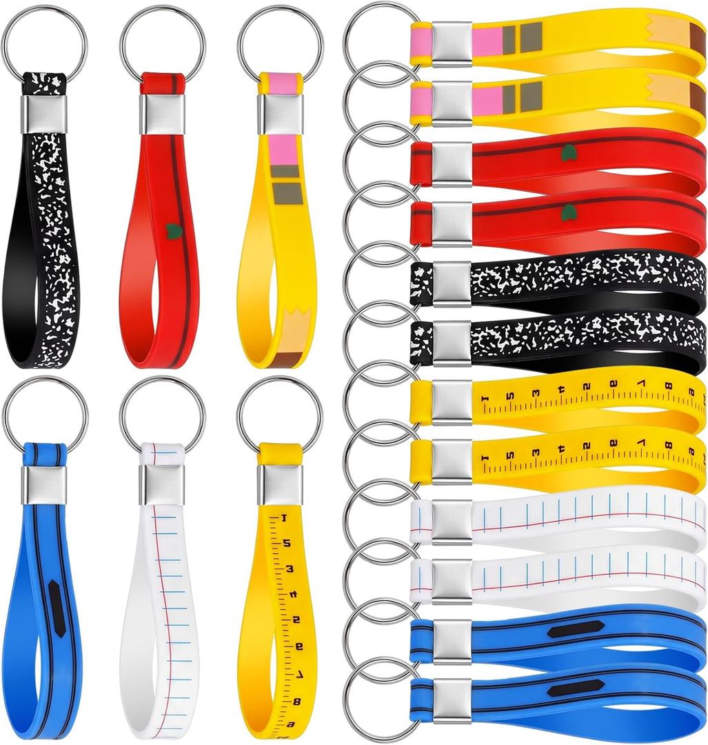 Unittype 48 Pcs Silicone Keychain Set School Keychain Classroom Gift