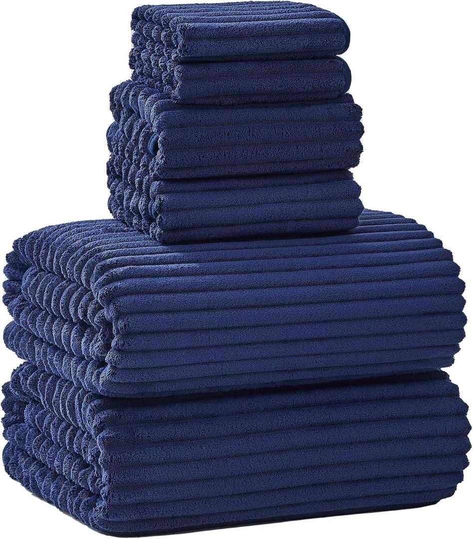 Extra Large Bath Towel Set of 6 (40"x80"),Oversized Bath Sheet Super Soft Highly Absorbent Microfibers Quick Dry Luxury Shower Towel for Bathroom Spa Gym Hotel Yoga(Navy Blue, 6Piece)