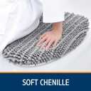Smiry Soft Chenille Bathroom Toilet Lid Cover, Stays in Place Rubber Backing Covers, Machine Washable, 17.5x15, Fits Most Round, Elongated and Oblong Lids, Accessories Decor, Grey