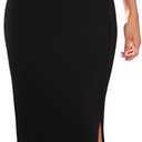 HUUSA Womens Two Piece Outfits Summer Bodycon Sleeveless Crewneck Crop Tank Tops Ribbed Split Long Skirt Dress Set (Black, S)