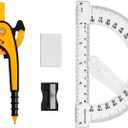 4 x Unjoo Compass and Protractor Set, 6 Inch Protractor with Swing Arm (Orange)