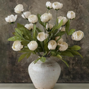 VIERENA 6 Pcs Faux Silk Peony Artificial Flowers for Vase -27", Bulk Fake Peonies Branches with Stems for DIY Bouquet Centerpieces Wedding Fillers Arrangements Shower Decorations (Cream)