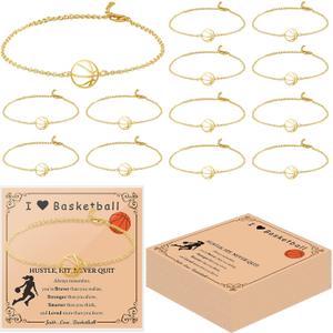 12 set Basketball Party Favors Basketball Bracelet with Inspirational Card for Sport Fans Team Gift for Sport Basketball Team Lovers Players Gifts Sport Accessories for Teen Girls Players Coach