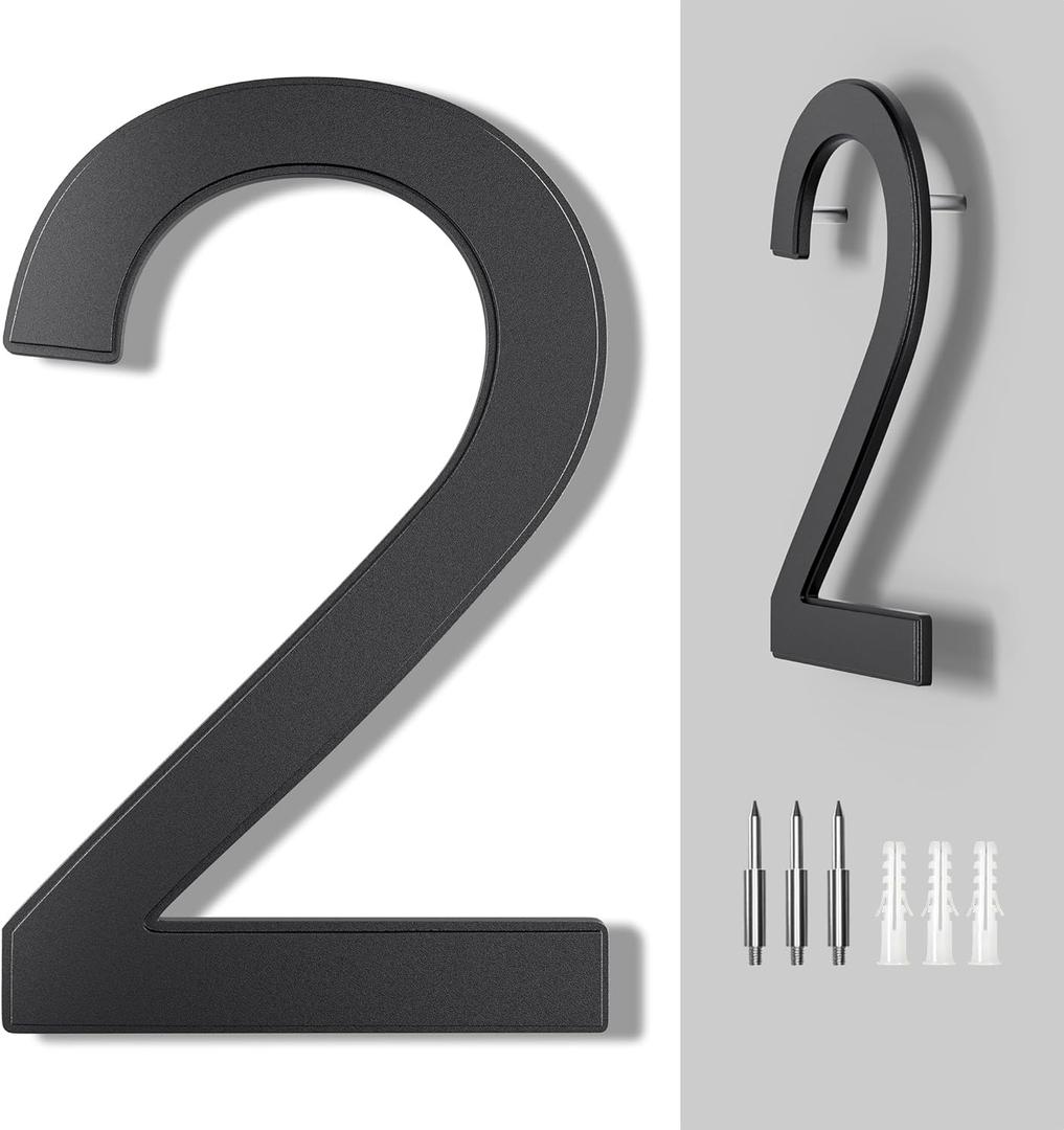 Metal House Numbers 10 Inch Address Numbers for House Number Black Large Modern House Numbers for Outside - Floating Door Numbers for Street Address Numbers 2