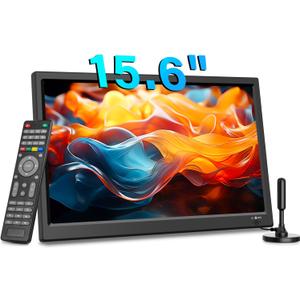 15.6 inch Portable Small TV - Kitchen TV with ATSC Tuner/HDMI/USB/AV, Rechargeable Battery Operated - Perfect for Camping and RV Trips