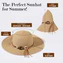 Beach Hats for Women - Sun Hat Womens, Wide Brim Straw Womens Sun Hat with Wind Lanyard Roll Up Foldable UV Protection