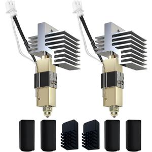 2 Pack 0.4MM Centauri Carbon Hotend with Brass Hardened Steel Nozzle, 3D Printer Print Head Extruder Part for Elegoo CC/CC2 Accessories with Extra 2 Silicone Covers and 2 Nozzle Cleaners