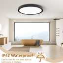 24 Inch Large LED Flush Mount Ceiling Light, 50W, 5480LM, 3000K/4000K/6000K CCT Selectable,Super Slim Low Profile Round Flat Panel Light for Bedroom,Kitchen,Hallway (Black 1PK), NoRemote-24inch-1PK