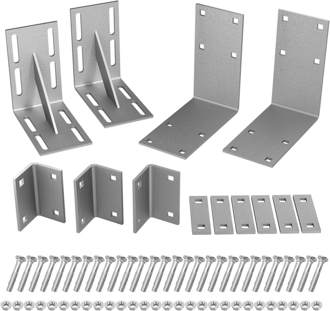Heavy-Duty 90 Corner Dock Hardware Kit, Heavy Duty Boat Dock Steel Hardware Kits, Galvanized, Floating Dock Backer Plate, Inside Corner, 1/2" Holess with Carriage Bolts, Thickness 6mm