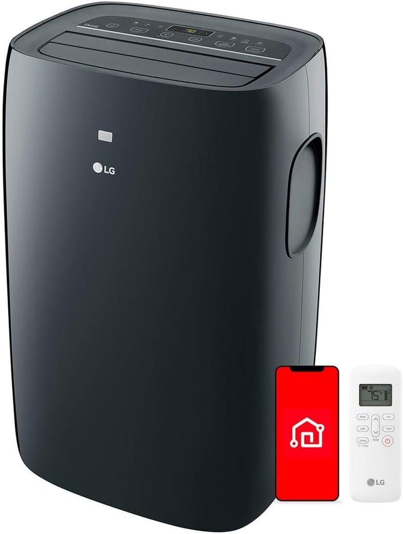 LG 8,000 BTU (DOE) 12,000 BTU (ASHRAE) Smart Portable Air Conditioner, 115V, Cools 350 Sq.Ft. (14' x 25' Room Size), Voice Control, Works with LG ThinQ, Amazon Alexa, and Hey Google (Up to 400 Sq. Ft., Gray)