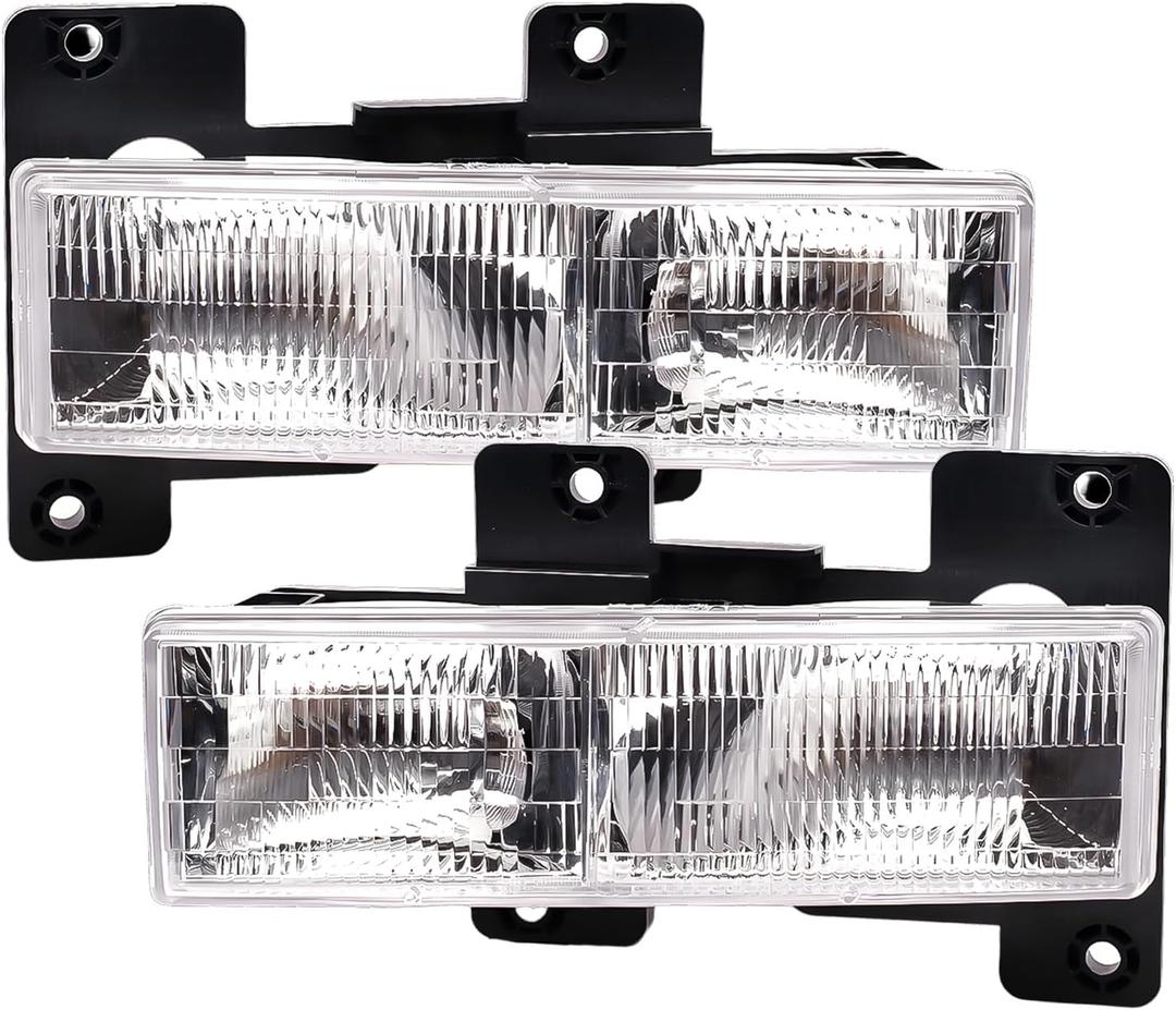 2Pcs Headlights Assembly compatible with 1988-2002 OBS Chevy Silverado GMC 1500 2500 3500 Suburban,1992-1999 Blazer,1995-2000 Tahoe Headlamp, Replace #GM2502101 GM2503101