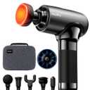 Massage Gun Deep Tissue with Heat Head, Handheld Muscle Back Massager with Carry Case, Portable Percussion Massager Gun with 6 Replacements for Athletes Pain Relief