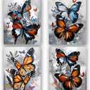 ZOQIPQO Colorful Butterfly Pictures Wall Decor,Butterfly Wall Art Canvas,Insect Nature Pictures Artwork Canvas for Bathroom Bedroom Living Room | Living Room | Office,Set of 4(8x10 inch No Frame