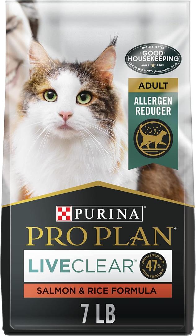 Purina Pro Plan Allergen Reducing, High Protein Cat Food, LIVECLEAR Salmon and Rice Formula - 7 lb. Bag (7 Pound (Pack of 1))